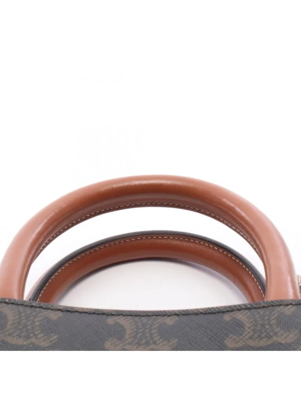 Celine Handbag Mini Vertical Cover Triomphe 2-Way Black Brown Canvas Leather